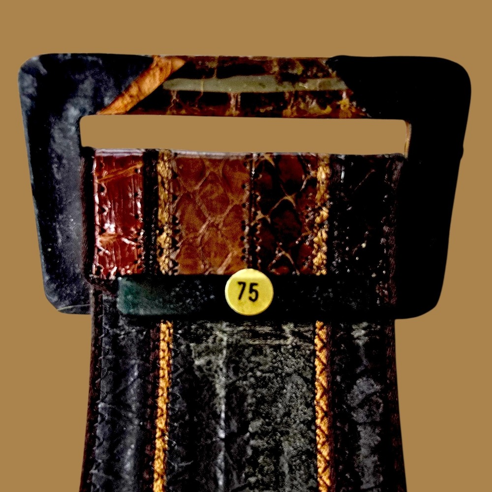 Vintage Charles Jourdan Paris Patchwork Python & Lizard Belt | Size 75 | Made in - Picture 13 of 16